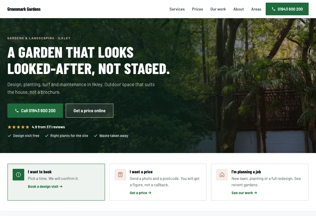 Landscaper website design