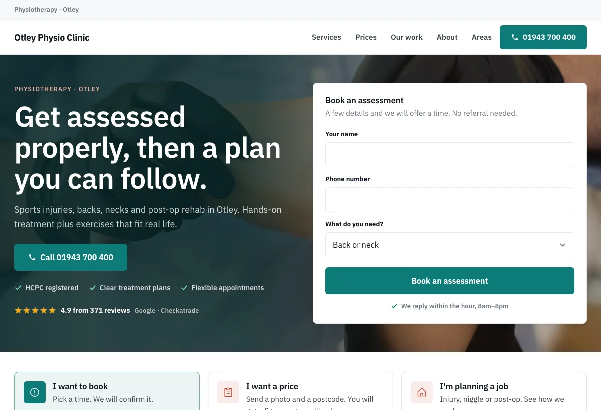 Physiotherapist website design