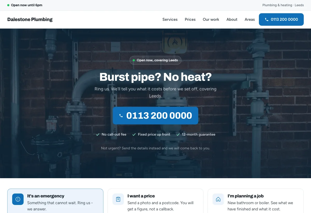 Plumber website design